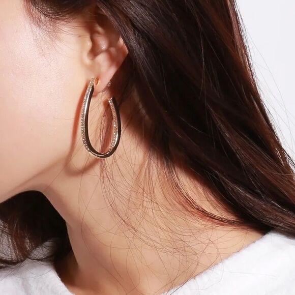 Diamond hoop earrings N365 - Picture 1 of 4